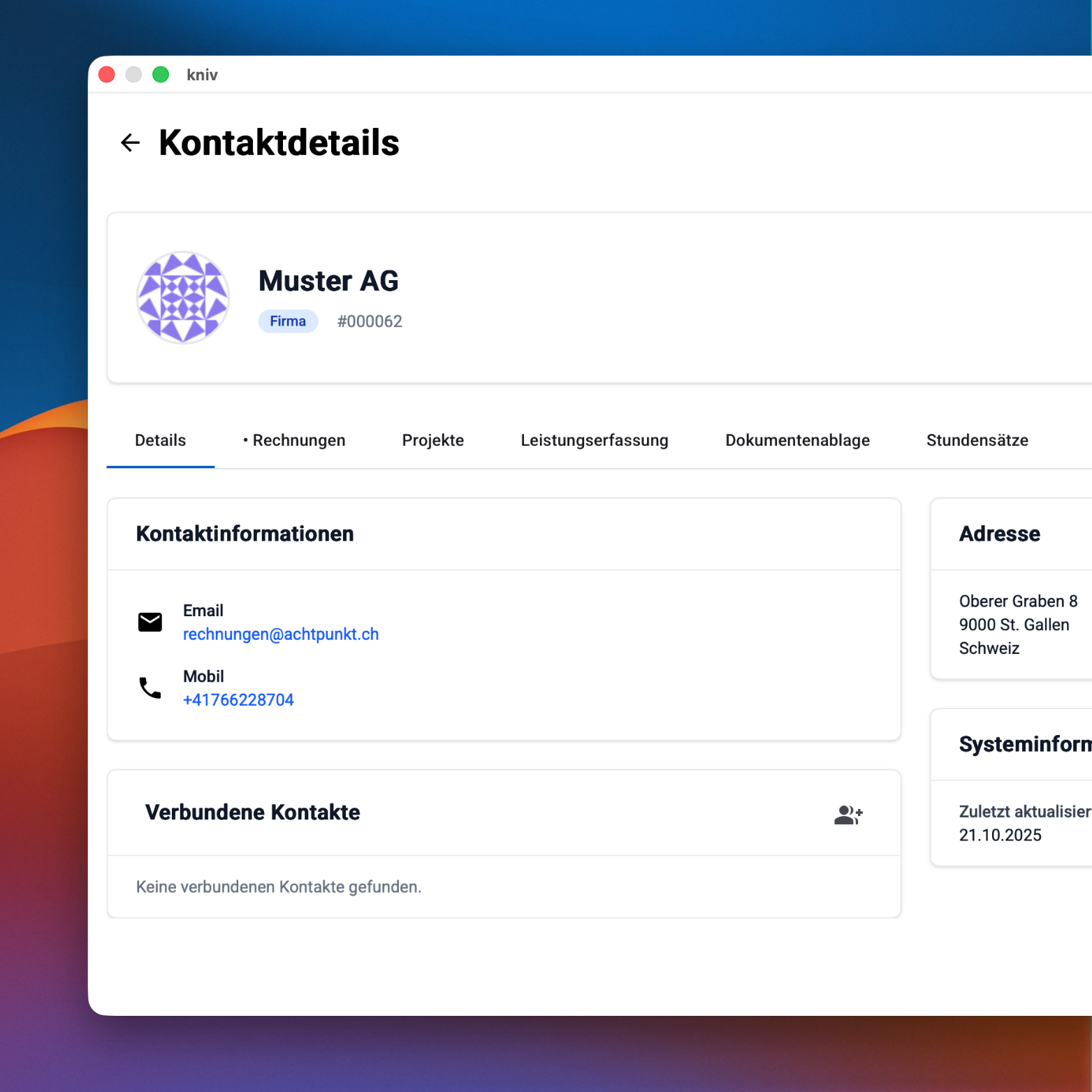 Kontaktverwaltung Screenshot