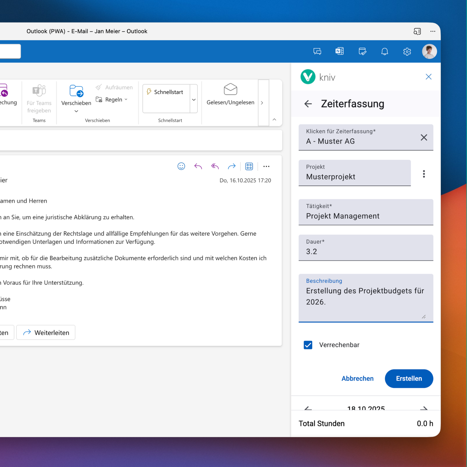 Zeiterfassung Screenshot